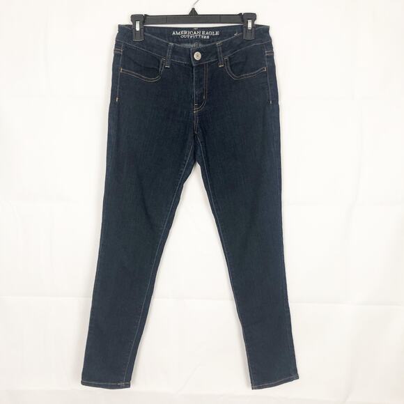 American Eagle Mid Rise Jegging Stretch Dark Wash Blue Women's Jeans 6 Short - Picture 1 of 10